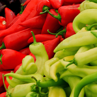 Horn shaped capsicums are also quite sweet